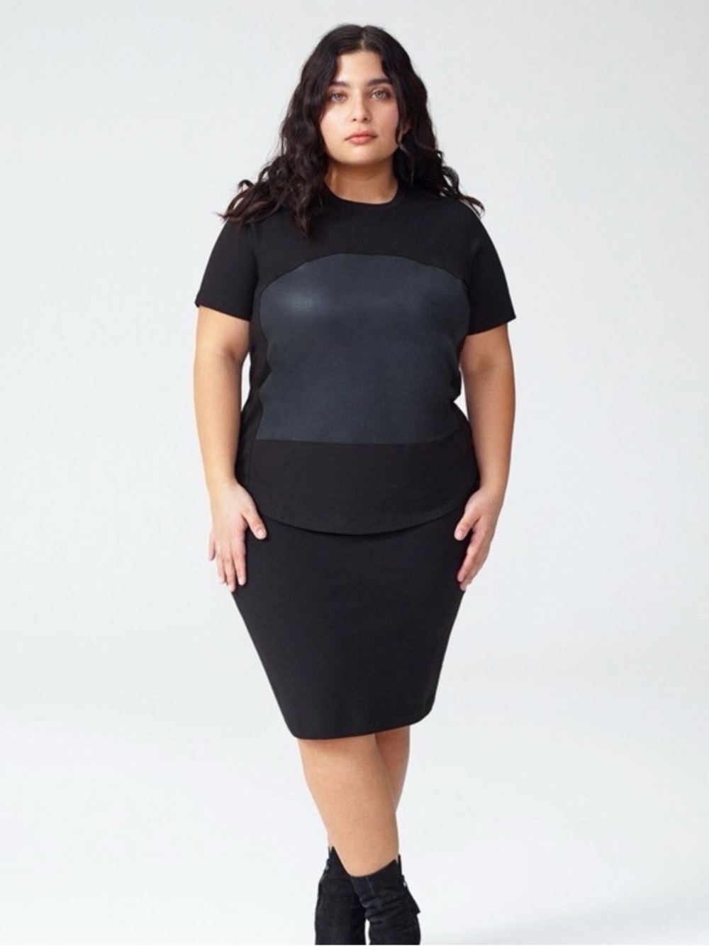 Women’s Universal Standard Carver Top Mix Media in Black Size M or US 18